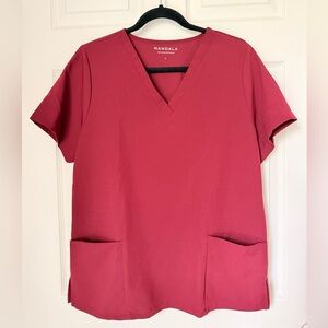 Mandala Two-Pocket Scrub Top - Burgundy/Maroon